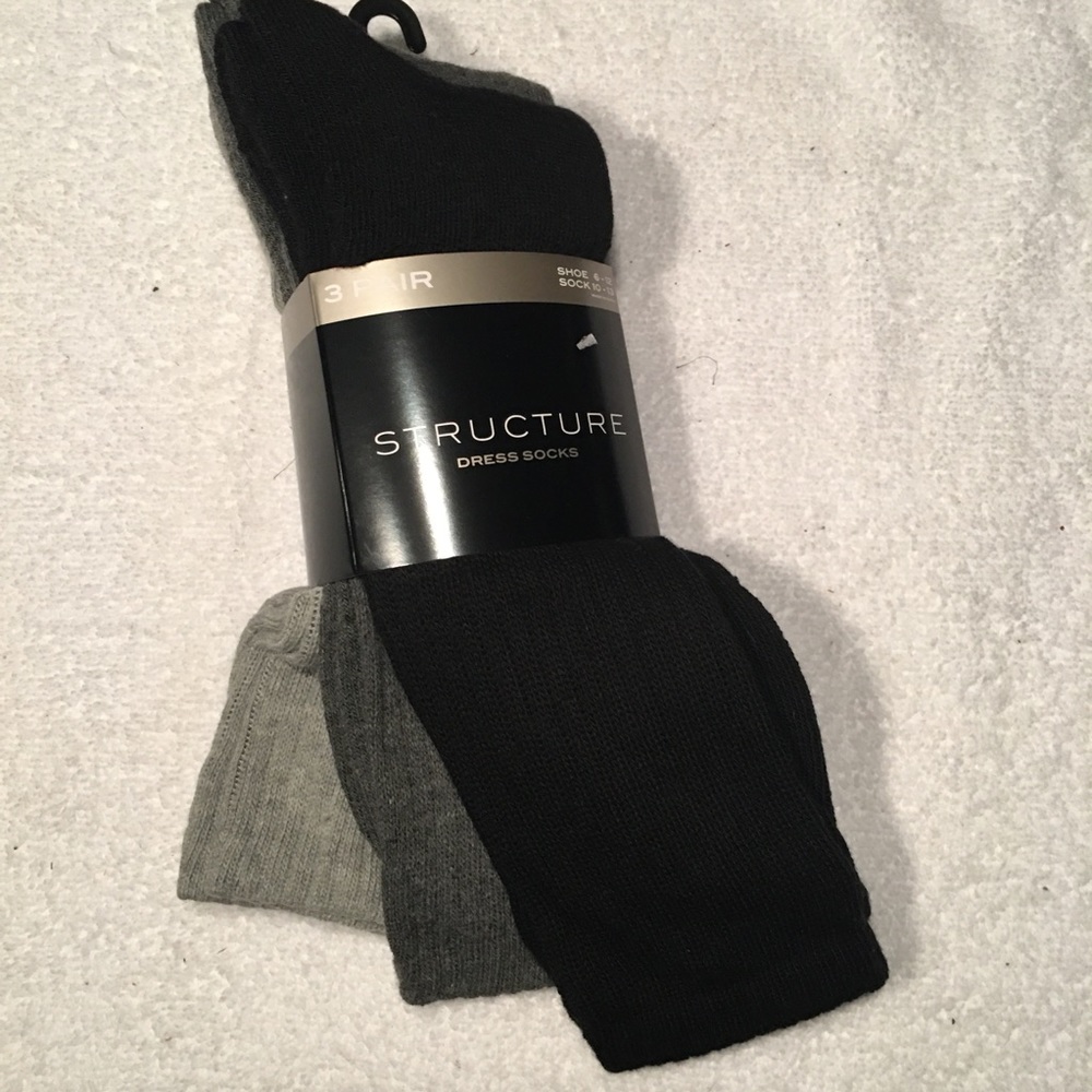 NWT 3 Pack Black and Gray Structure Dress Socks - Picture 2 of 5